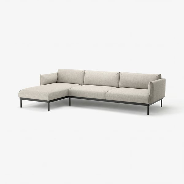 ÄPPLARYD Divano a 4 posti con chaise-longue, Lejde grigio chiaro