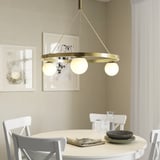 AKTERSPRING Lampada a sospensione, bianco opalino vetro/ottonato, 73 cm