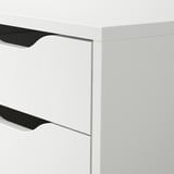 ALEX Cassettiera con rotelle, bianco/nero, 36x76 cm