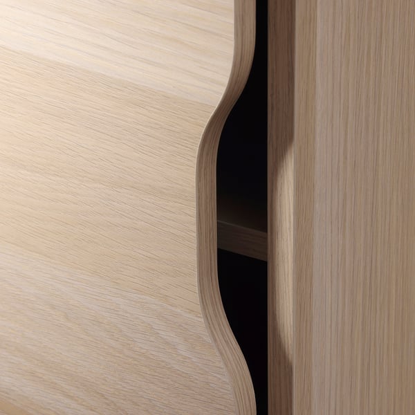 ALEX Elemento contenitore con rotelle, effetto rovere mordente bianco/nero, 36x76 cm