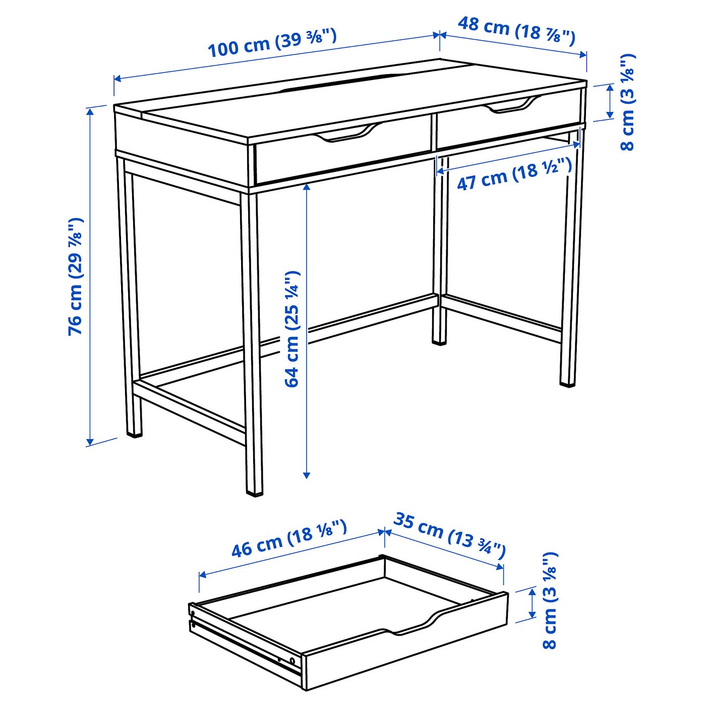 ALEX Scrivania, bianco, 100x48 cm - IKEA Svizzera
