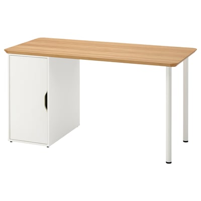 ANFALLARE / ALEX Scrivania, bambù/bianco, 140x65 cm