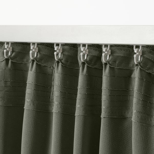 ANNAKAJSA Tenda semioscurante, 2 teli, verde scuro/con nastro arricciatende, 145x300 cm