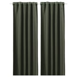 ANNAKAJSA Tenda semioscurante, 2 teli, verde scuro/con nastro arricciatende, 145x300 cm