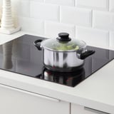 ANNONS Set di 3 pentole e 2 coperchi, vetro/inox