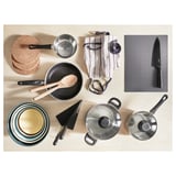 ANNONS Set di 3 pentole e 2 coperchi, vetro/inox