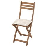 ASKHOLMEN Sedia da giardino, pieghevole marrone scuro/Kuddarna grigio chiaro-beige