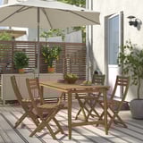 ASKHOLMEN Tavolo/4 sedie pieghevoli, giardino, marrone scuro, 143x75 cm