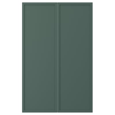ASPUDDEN Set 2 ante per mobile base angolare, grigio scuro-verde, 25x80 cm