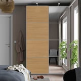 AULI / MEHAMN Coppia di ante scorrevoli, alluminio vetro a specchio/double-face effetto rovere, 150x236 cm