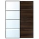 AULI / MEHAMN Coppia di ante scorrevoli, nero vetro a specchio/double-face effetto rovere marrone scuro, 150x201 cm