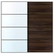 AULI / MEHAMN Coppia di ante scorrevoli, nero vetro a specchio/double-face effetto rovere marrone scuro, 200x201 cm