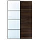 AULI / MEHAMN Coppia di ante scorrevoli, nero vetro a specchio/double-face effetto rovere marrone scuro, 150x236 cm