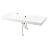 BACKSJÖN Lavabo con sifone, bianco, 100x48 cm