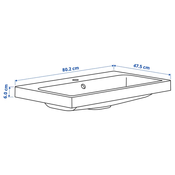 BACKSJÖN Lavabo con sifone, bianco, 80x48 cm