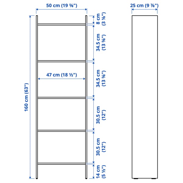 BAGGEBO Combinazione per TV, metallo/bianco, 174x35x160 cm