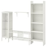 BAGGEBO Combinazione per TV, metallo/bianco, 174x35x160 cm