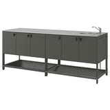 BÅTSKÄR Cucina esterno con elemento lavello, grigio scuro, 240x60 cm