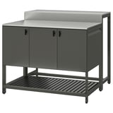 BÅTSKÄR Isola cucina esterno con tavolo bar, grigio scuro, 120x100 cm