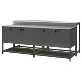 BÅTSKÄR Isola cucina esterno con tavolo bar, grigio scuro, 240x100 cm