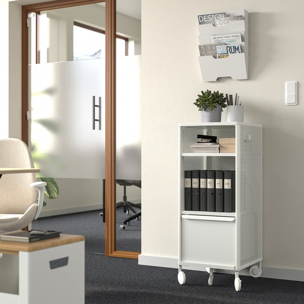 BEKANT Elemento contenitore con rotelle, rete/bianco, 41x101 cm