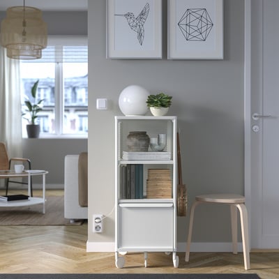 BEKANT Elemento contenitore con rotelle, rete/bianco, 41x101 cm