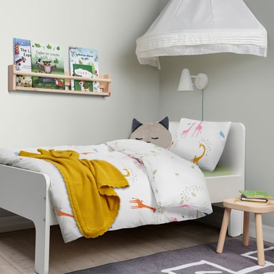 BERGFINK Set biancheria letto/custodia 3 pz, verde giraffa, 150x200/50x60 cm