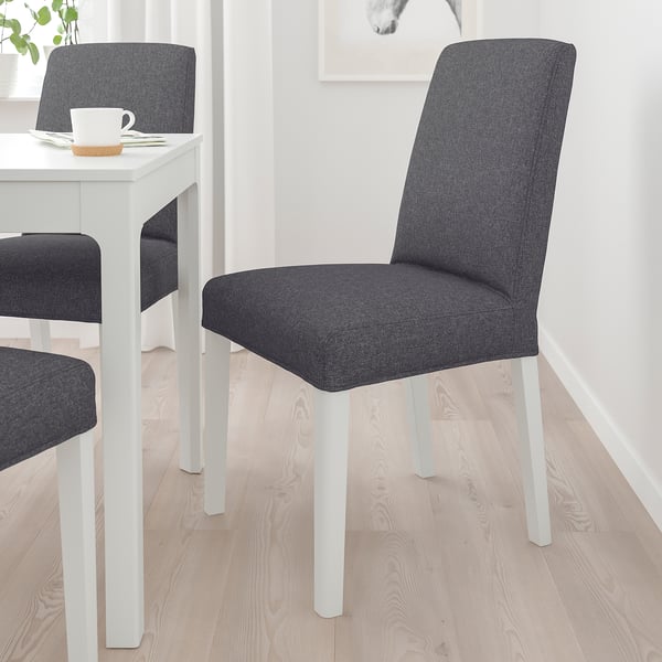 BERGMUND Sedia, bianco/Gunnared grigio fumo