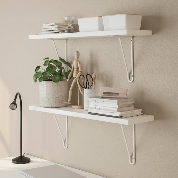 BERGSHULT / FÖRLÄGGARE Mensola e staffe, bianco/bianco, 80x20 cm