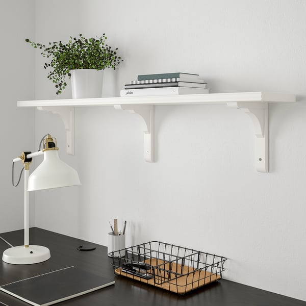 BERGSHULT / RAMSHULT Mensola e staffe, bianco, 120x20 cm