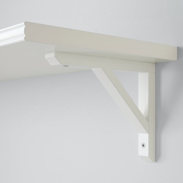 BERGSHULT / SANDSHULT Mensola e staffe, bianco/pioppo tremulo con mordente bianco, 120x30 cm