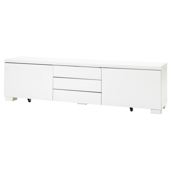 BESTÅ BURS Mobile TV, lucido bianco, 180x41x49 cm