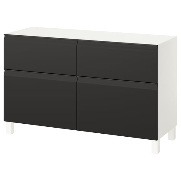 BESTÅ Combinazione + ante/cassetti, bianco Hammarsmed/Stubbarp/antracite, 120x42x74 cm