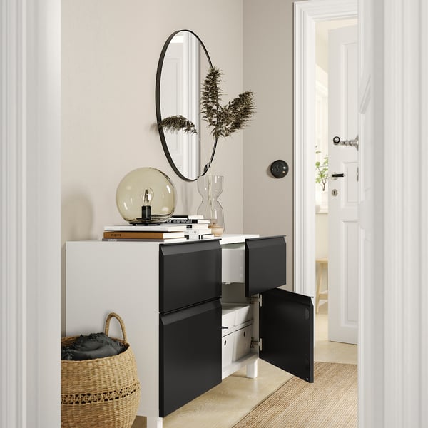 BESTÅ Combinazione + ante/cassetti, bianco Hammarsmed/Stubbarp/antracite, 120x42x74 cm
