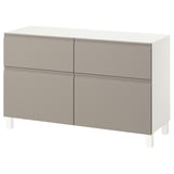 BESTÅ Combinazione + ante/cassetti, bianco Hammarsmed/Stubbarp/beige, 120x42x74 cm