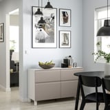 BESTÅ Combinazione + ante/cassetti, bianco Hammarsmed/Stubbarp/beige, 120x42x74 cm