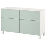 BESTÅ Combinazione + ante/cassetti, bianco/Hjortviken/Stubbarp grigio pallido-verde, 120x42x74 cm