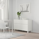BESTÅ Combinazione + ante/cassetti, bianco/Lappviken/Stubbarp bianco, 120x42x74 cm