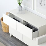 BESTÅ Combinazione + ante/cassetti, bianco/Lappviken/Stubbarp bianco, 120x42x74 cm