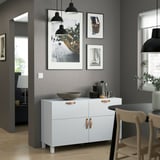 BESTÅ Combinazione + ante/cassetti, bianco/Lappviken/Stubbarp bianco, 120x42x74 cm