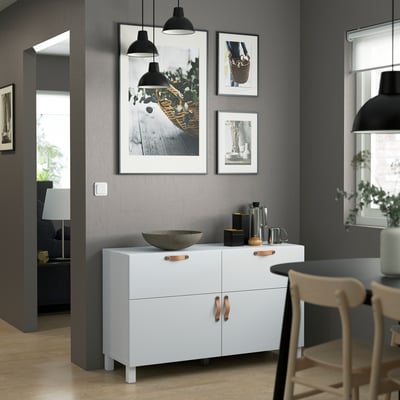 BESTÅ Combinazione + ante/cassetti, bianco/Lappviken/Stubbarp bianco, 120x42x74 cm