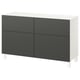 BESTÅ Combinazione + ante/cassetti, bianco/Lappviken/Stubbarp grigio scuro, 120x42x74 cm