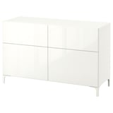 BESTÅ Combinazione + ante/cassetti, bianco/Selsviken lucido/bianco, 120x42x74 cm