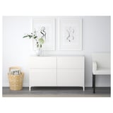 BESTÅ Combinazione + ante/cassetti, bianco/Selsviken lucido/bianco, 120x42x74 cm