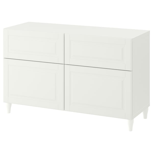 BESTÅ Combinazione + ante/cassetti, bianco/Smeviken/Kabbarp bianco, 120x42x74 cm