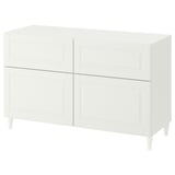 BESTÅ Combinazione + ante/cassetti, bianco/Smeviken/Kabbarp bianco, 120x42x74 cm
