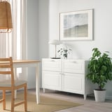BESTÅ Combinazione + ante/cassetti, bianco/Smeviken/Kabbarp bianco, 120x42x74 cm