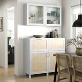BESTÅ Combinazione + ante/cassetti, bianco Studsviken/Stubbarp/bianco pioppo intrecciato, 120x42x213 cm