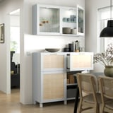 BESTÅ Combinazione + ante/cassetti, bianco Studsviken/Stubbarp/bianco pioppo intrecciato, 120x42x213 cm