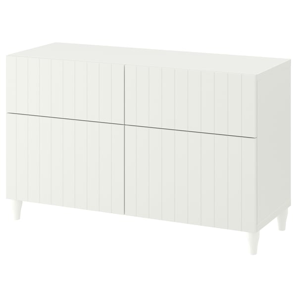 BESTÅ Combinazione + ante/cassetti, bianco/Sutterviken/Kabbarp bianco, 120x42x74 cm